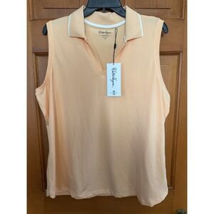 Women's Walter Hagen Performance 11 Sleeveless Polo Peach Fuzz Size XXL NWT